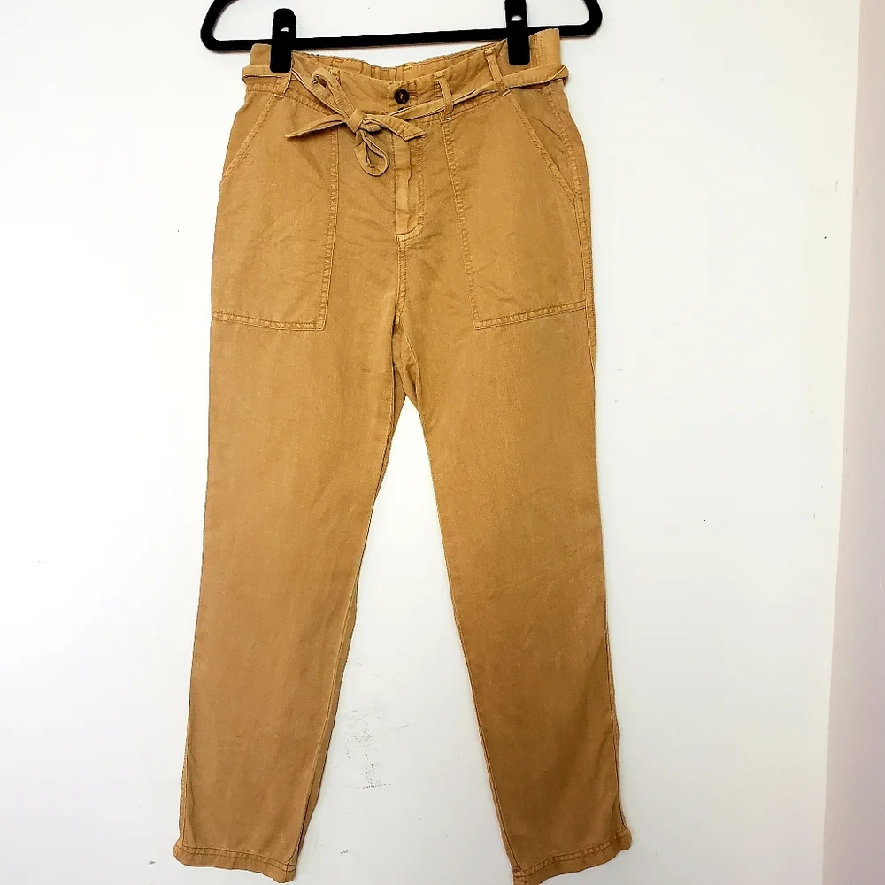 C&C California Women's Turmeric Yellow Linen Pants - Picture 2 of 5